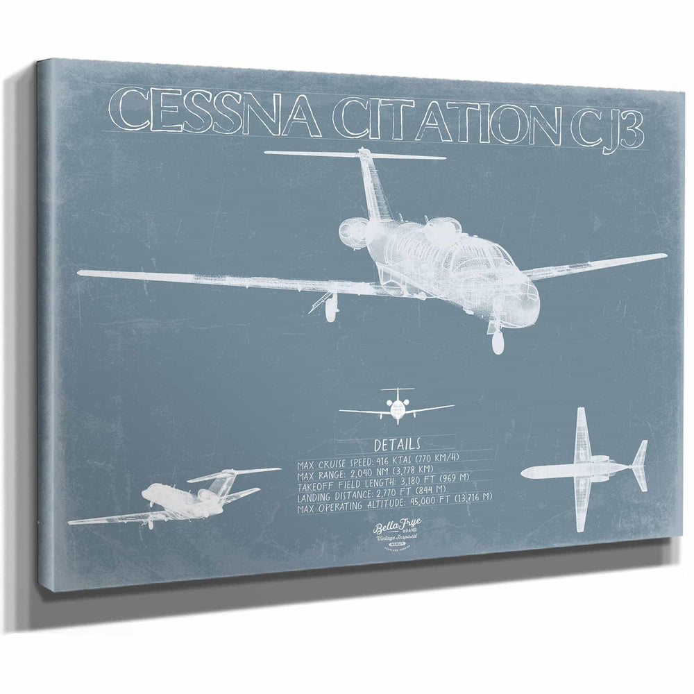 Bella Frye Home & Garden > Decor > Artwork Cessna Citation CJ3 Aircraft Blueprint Wall Art - Original Airplane Print