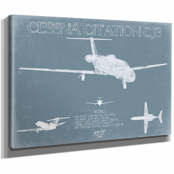 Bella Frye Home & Garden > Decor > Artwork Cessna Citation CJ3 Aircraft Blueprint Wall Art - Original Airplane Print