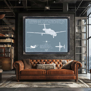 Bella Frye Home & Garden > Decor > Artwork Cessna Citation CJ3 Aircraft Blueprint Wall Art - Original Airplane Print