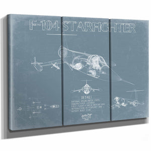 Bella Frye Home & Garden > Decor > Artwork F-104 Starfighter Aircraft Blueprint Wall Art - Original Airplane Print