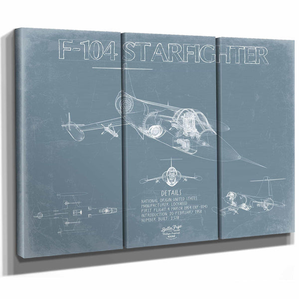 Bella Frye Home & Garden > Decor > Artwork F-104 Starfighter Aircraft Blueprint Wall Art - Original Airplane Print
