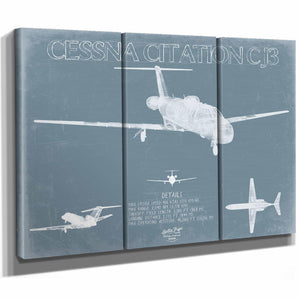 Bella Frye Home & Garden > Decor > Artwork Cessna Citation CJ3 Aircraft Blueprint Wall Art - Original Airplane Print