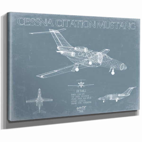 Bella Frye Home & Garden > Decor > Artwork Cessna Citation Mustang Aircraft Blueprint Wall Art - Original Airplane Print