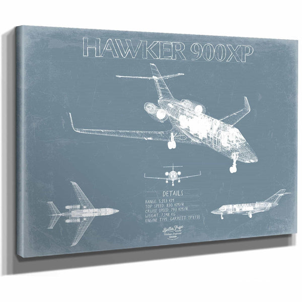 Bella Frye Home & Garden > Decor > Artwork Hawker 900XP Aircraft Blueprint Wall Art - Original Airplane Print