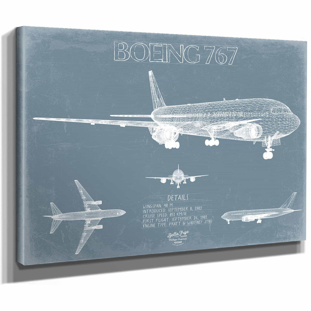 Bella Frye Home & Garden > Decor > Artwork Boeing 767 Aircraft Blueprint Wall Art - Original Aviation Plane Print