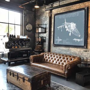 Bella Frye Home & Garden > Decor > Artwork McDonnell Douglas AV 8B Harrier II Aircraft Blueprint Wall Art - Original Aviation Plane Print