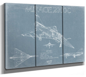 Bella Frye Home & Garden > Decor > Artwork Dassault Mirage 2000C Aircraft Blueprint Wall Art - Original Fighter Plane Print