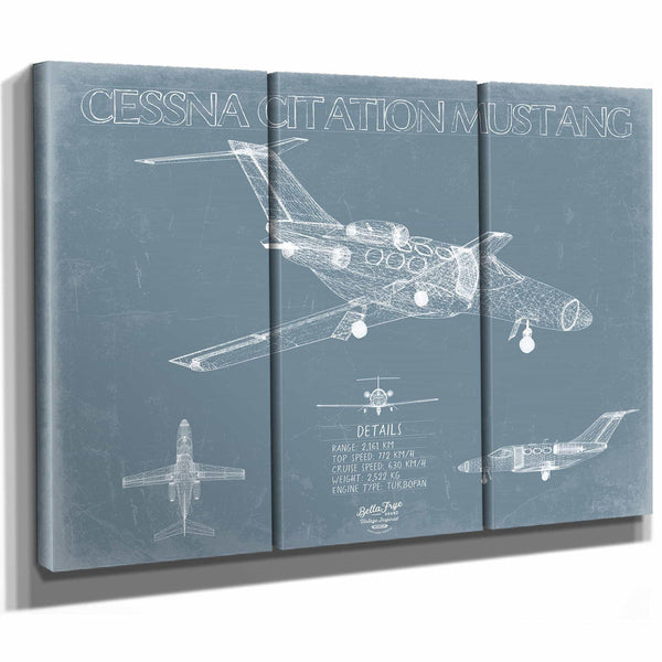 Bella Frye Home & Garden > Decor > Artwork Cessna Citation Mustang Aircraft Blueprint Wall Art - Original Airplane Print