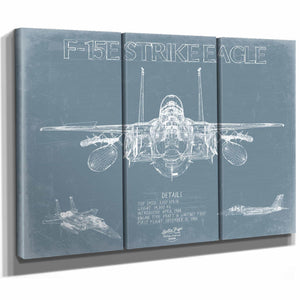 Bella Frye Home & Garden > Decor > Artwork F-15E Strike Eagle Aircraft Blueprint Wall Art - Original Fighter Plane Print