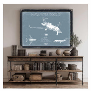 Bella Frye Home & Garden > Decor > Artwork Hawker 900XP Aircraft Blueprint Wall Art - Original Airplane Print