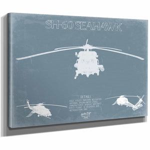 Bella Frye Home & Garden > Decor > Artwork SH-60 Seahawk Helicopter Blueprint Wall Art - Original Aviation Print