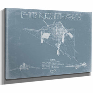 Bella Frye Home & Garden > Decor > Artwork F-117 Nighthawk Aircraft Blueprint Wall Art - Original Fighter Plane Print