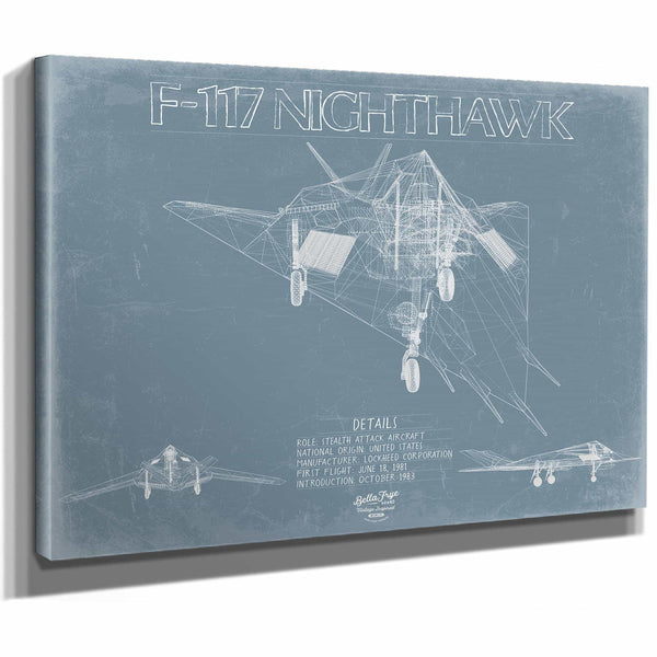 Bella Frye Home & Garden > Decor > Artwork F-117 Nighthawk Aircraft Blueprint Wall Art - Original Fighter Plane Print