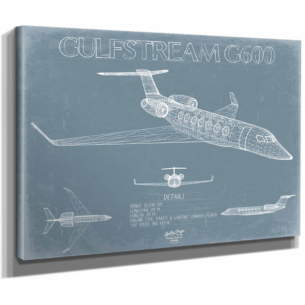 Bella Frye Home & Garden > Decor > Artwork Gulfstream G600 Aircraft Blueprint Wall Art - Original Aviation Plane Print