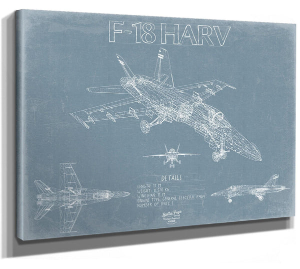Bella Frye Home & Garden > Decor > Artwork F-18 HARV Aircraft Blueprint Wall Art - Original Aviation Plane Print