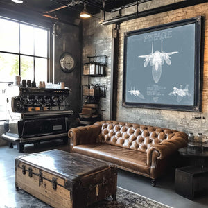 Bella Frye Home & Garden > Decor > Artwork F-15 Eagle Aircraft Blueprint Wall Art - Original Fighter Plane Print