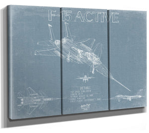 Bella Frye Home & Garden > Decor > Artwork F-15 ACTIVE Aircraft Blueprint Wall Art - Original Fighter Plane Print