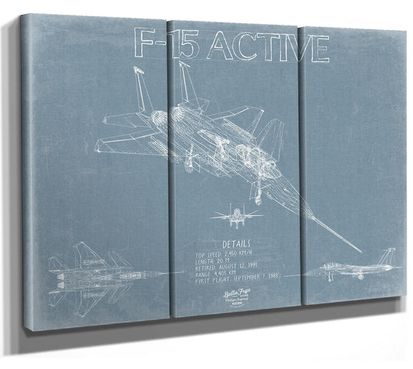 Bella Frye Home & Garden > Decor > Artwork F-15 ACTIVE Aircraft Blueprint Wall Art - Original Fighter Plane Print