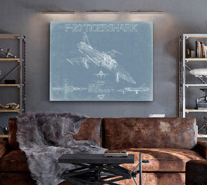 Bella Frye Home & Garden > Decor > Artwork Northrop F-20 Tigershark Aircraft Blueprint Wall Art - Original Fighter Plane Print
