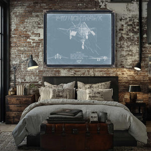 Bella Frye Home & Garden > Decor > Artwork F-117 Nighthawk Aircraft Blueprint Wall Art - Original Fighter Plane Print
