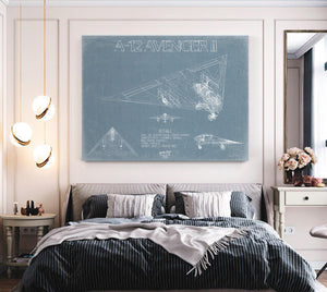Bella Frye Home & Garden > Decor > Artwork McDonnell Douglas A-12 AVENGER II Aircraft Blueprint Wall Art - Original Fighter Plane Print