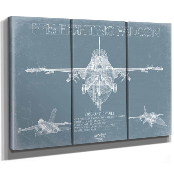 Bella Frye Home & Garden > Decor > Artwork F-16 Aircraft Blueprint Wall Art - Original Fighter Plane Print