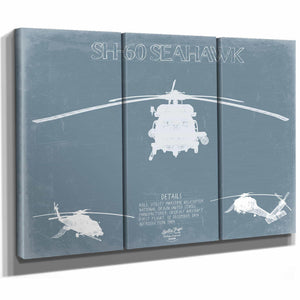 Bella Frye Home & Garden > Decor > Artwork SH-60 Seahawk Helicopter Blueprint Wall Art - Original Aviation Print