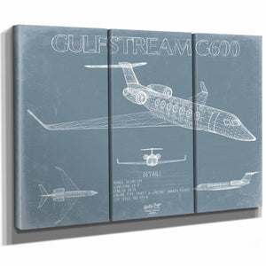 Bella Frye Home & Garden > Decor > Artwork Gulfstream G600 Aircraft Blueprint Wall Art - Original Aviation Plane Print
