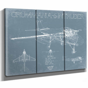 Bella Frye Home & Garden > Decor > Artwork Grumman A-6 Intruder Blueprint Wall Art - Original Airplane Print