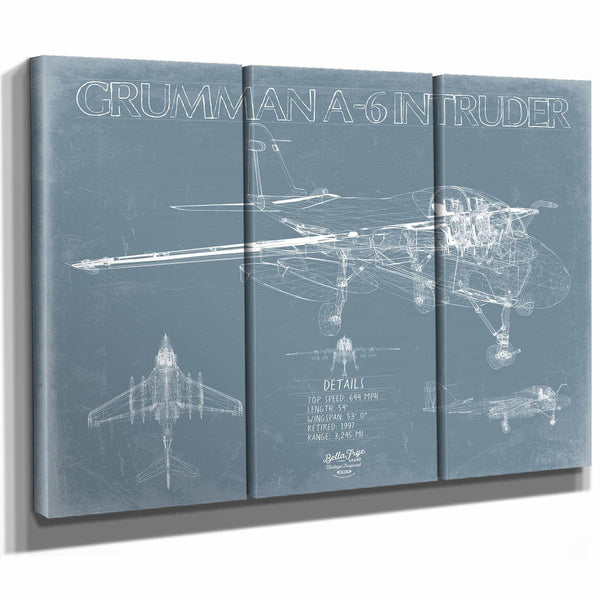 Bella Frye Home & Garden > Decor > Artwork Grumman A-6 Intruder Blueprint Wall Art - Original Airplane Print