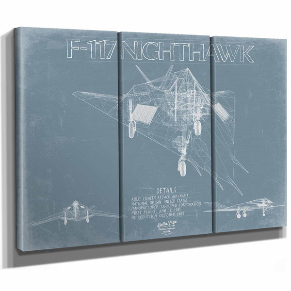 Bella Frye Home & Garden > Decor > Artwork F-117 Nighthawk Aircraft Blueprint Wall Art - Original Fighter Plane Print