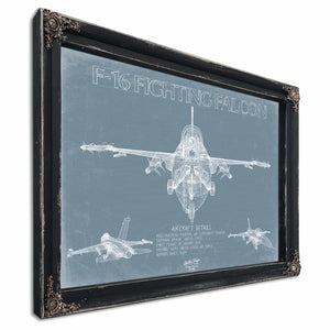 Bella Frye Home & Garden > Decor > Artwork F-16 Aircraft Blueprint Wall Art - Original Fighter Plane Print
