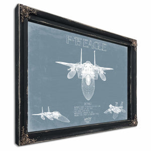 Bella Frye Home & Garden > Decor > Artwork F-15 Eagle Aircraft Blueprint Wall Art - Original Fighter Plane Print