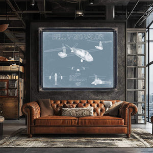 Bella Frye Home & Garden > Decor > Artwork Bell V-280 Valor Aircraft Blueprint Wall Art - Original Aviation Plane Print