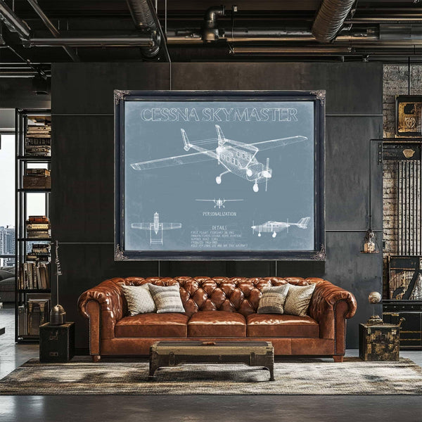 Bella Frye Home & Garden > Decor > Artwork Cessna 337 Skymaster Aircraft Blueprint Wall Art - Original Airplane Print