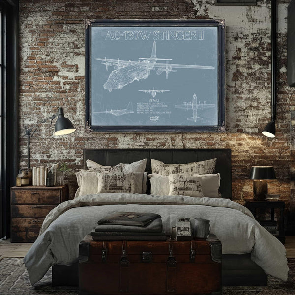 Bella Frye Home & Garden > Decor > Artwork AC-130W Stinger II Aircraft Blueprint Wall Art - Original Aviation Plane Print
