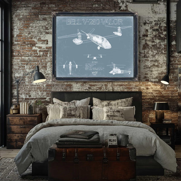 Bella Frye Home & Garden > Decor > Artwork Bell V-280 Valor Aircraft Blueprint Wall Art - Original Aviation Plane Print