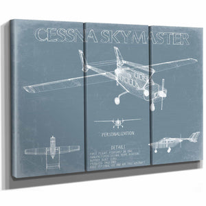 Bella Frye Home & Garden > Decor > Artwork Cessna 337 Skymaster Aircraft Blueprint Wall Art - Original Airplane Print