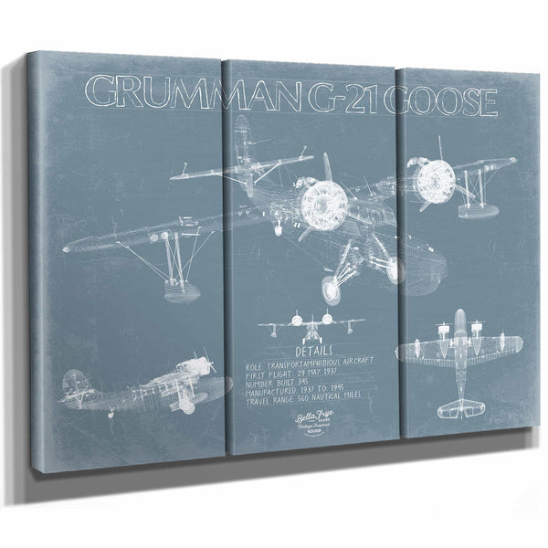 Bella Frye Home & Garden > Decor > Artwork Grumman G-21 Goose Blueprint Wall Art - Original Airplane Print