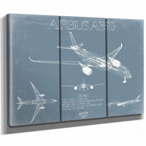 Bella Frye Home & Garden > Decor > Artwork Airbus A350 Aircraft Blueprint Wall Art - Original Aviation Plane Print