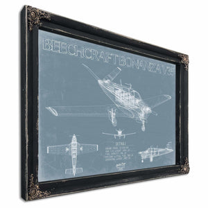 Bella Frye Home & Garden > Decor > Artwork Beechcraft Bonanza V35 Aircraft Blueprint Wall Art - Original Aviation Plane Print