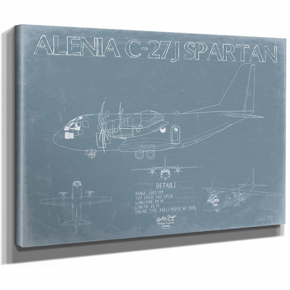 Bella Frye Home & Garden > Decor > Artwork Alenia-C-27J-Spartan Aircraft Blueprint Wall Art - Original Aviation Plane Print