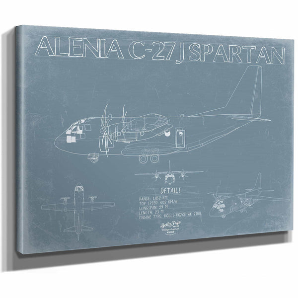 Bella Frye Home & Garden > Decor > Artwork Alenia-C-27J-Spartan Aircraft Blueprint Wall Art - Original Aviation Plane Print
