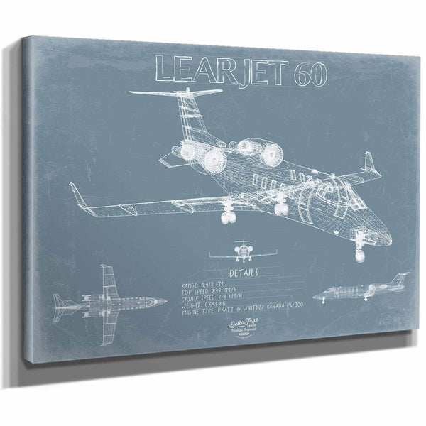 Bella Frye Home & Garden > Decor > Artwork Learjet 60 Aircraft Blueprint Wall Art - Original Airplane Print