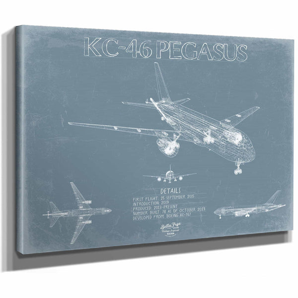 Bella Frye Home & Garden > Decor > Artwork Boeing KC-46 Pegasus Aircraft Blueprint Wall Art - Original Airplane Print