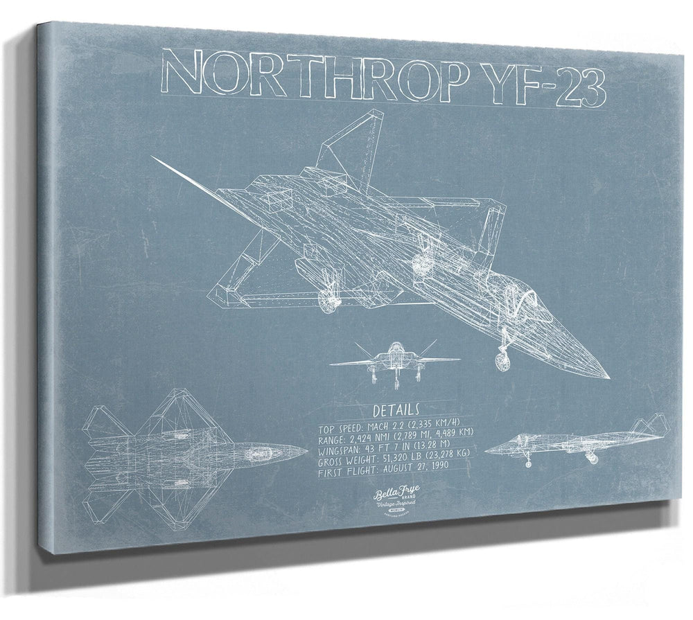 Bella Frye Home & Garden > Decor > Artwork YF-23 Black Widow II Aircraft Blueprint Wall Art - Original Fighter Plane Print