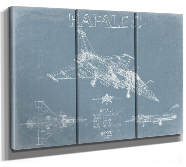 Bella Frye Home & Garden > Decor > Artwork Rafale C Aircraft Blueprint Wall Art - Original Fighter Plane Print