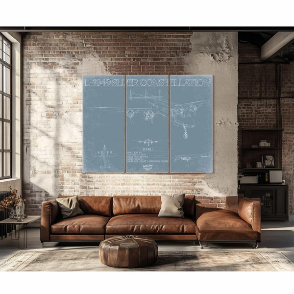 Bella Frye Home & Garden > Decor > Artwork Lockheed L-1049 Super Constellation Aircraft Blueprint Wall Art - Original Airplane Print