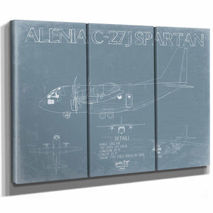 Bella Frye Home & Garden > Decor > Artwork Alenia-C-27J-Spartan Aircraft Blueprint Wall Art - Original Aviation Plane Print
