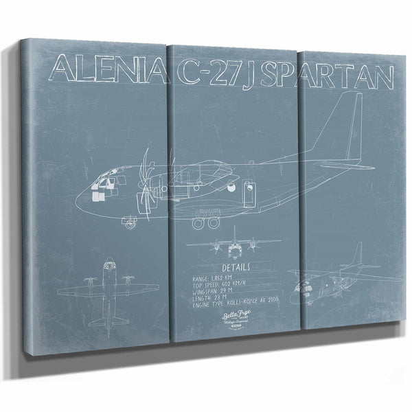 Bella Frye Home & Garden > Decor > Artwork Alenia-C-27J-Spartan Aircraft Blueprint Wall Art - Original Aviation Plane Print